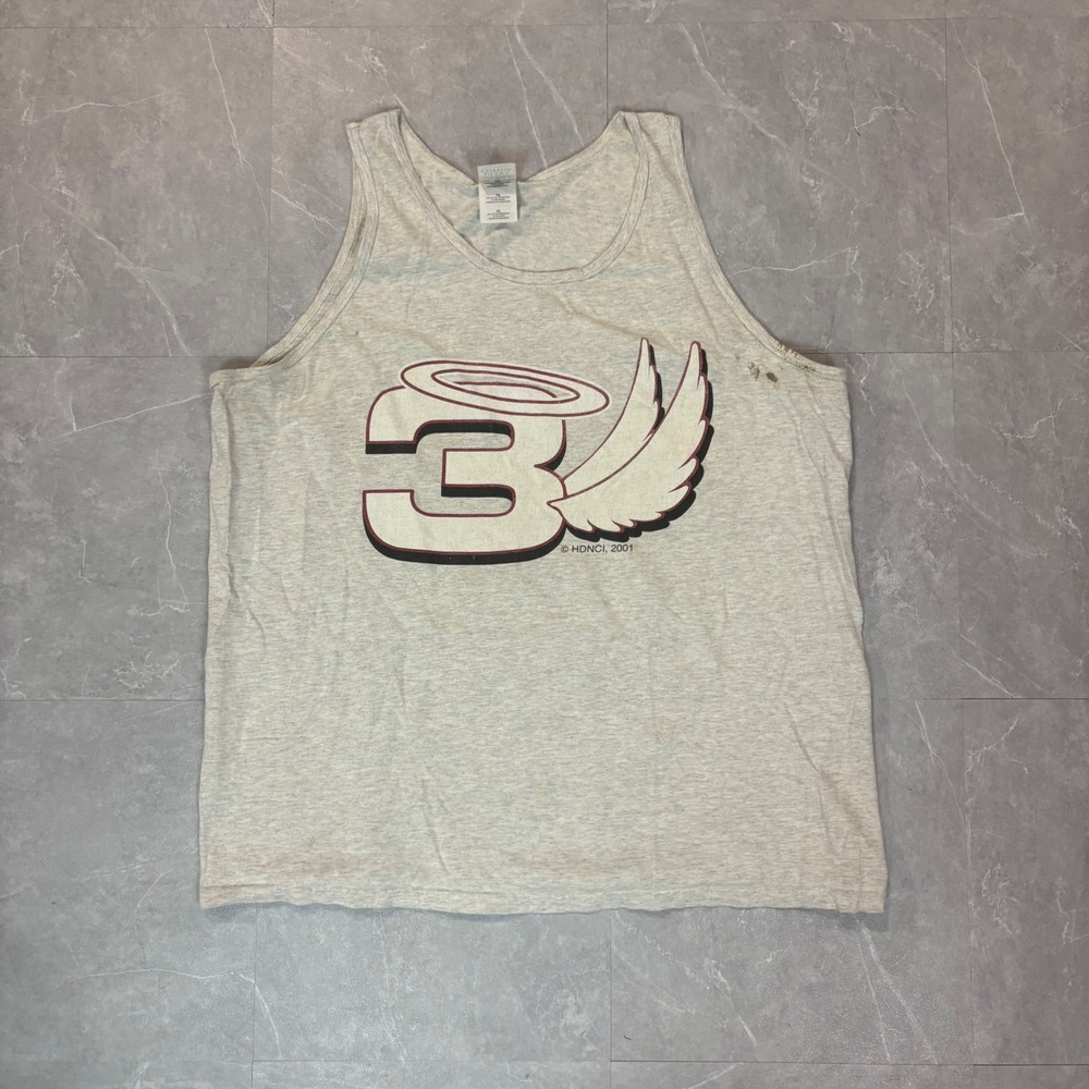 Vintage 2001 Dale Earnhardt #3 Halo Wings Tank Top Mens XL Gray Gildan Nascar